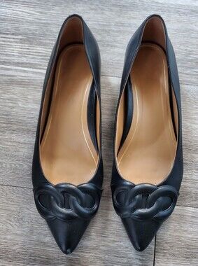 Vionic Arielle Black Pointed Toe Flats with Knotted Vamp Detail, Womens Sz 10